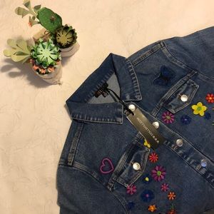 NWT DollsKill Embroidered Jean Jacket